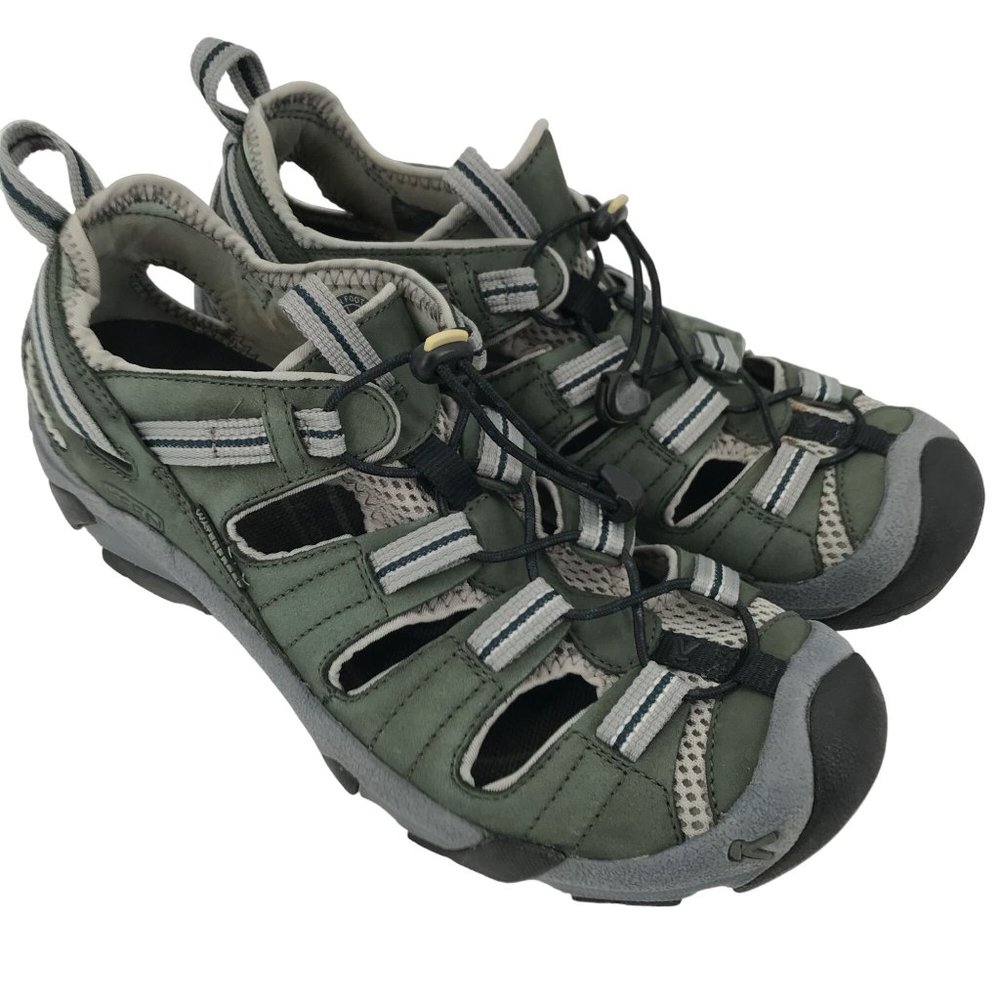 Keen Mens Green Slip On Leather Close Toe Waterproof Hiking Swim Sandal Size 9